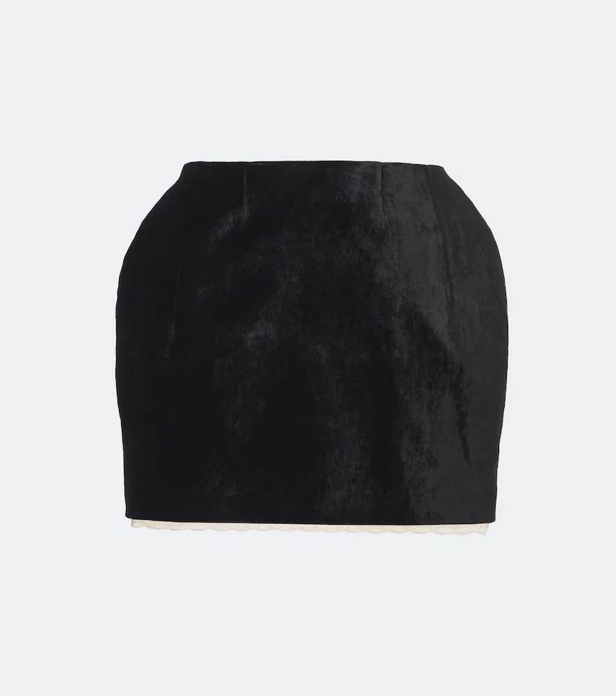 Crochet-Trimmed Velvet Miniskirt by Magda Butrym
