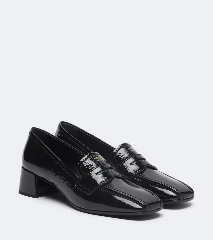 Patent Leather Loafer Pumps by Prada