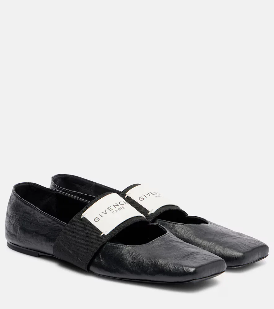 Sliced Square Leather Ballet Flats by GIVENCHY