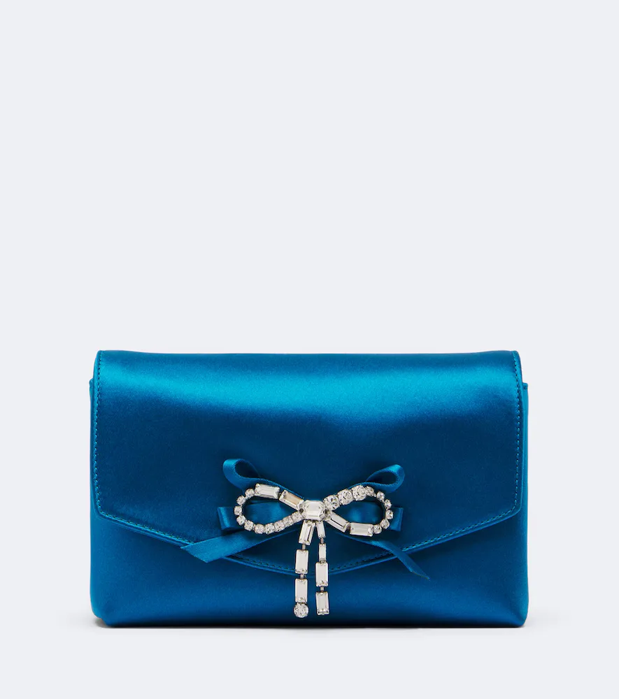 Soft Bow Mini Embellished Satin Clutch by Jimmy Choo