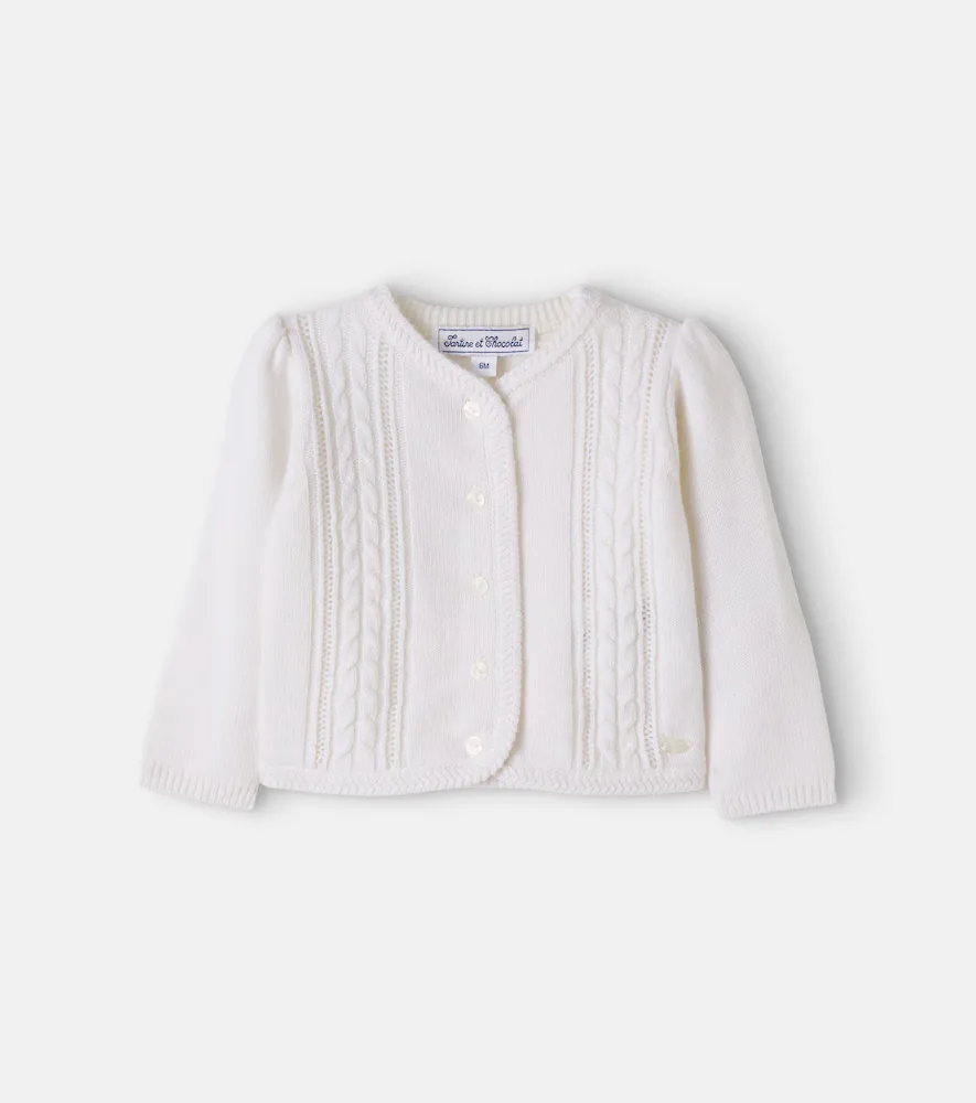 Baby Cable-Knit Wool and Cashmere-Blend Cardigan by Tartine Et Chocolat