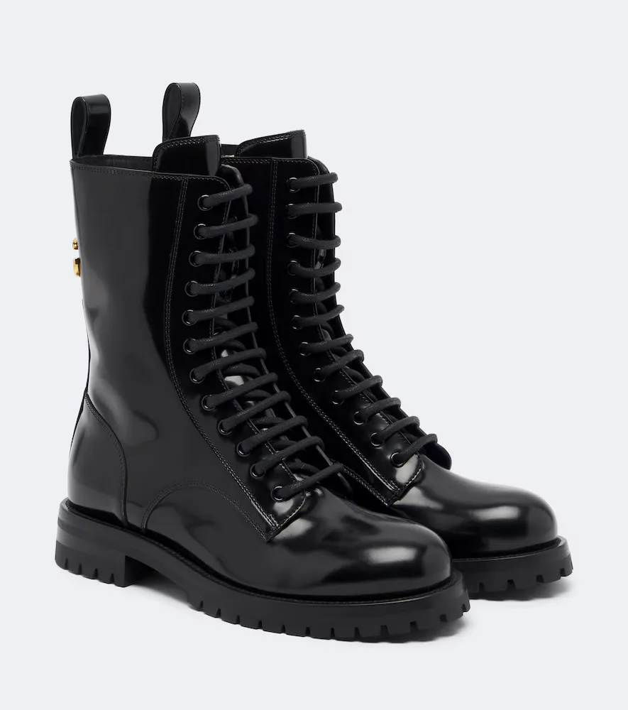 DG Leather Lace-Up Boots by Dolce&Gabbana