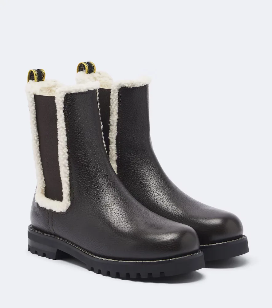 Shearling-Trimmed Leather Chelsea Boots by FENDI