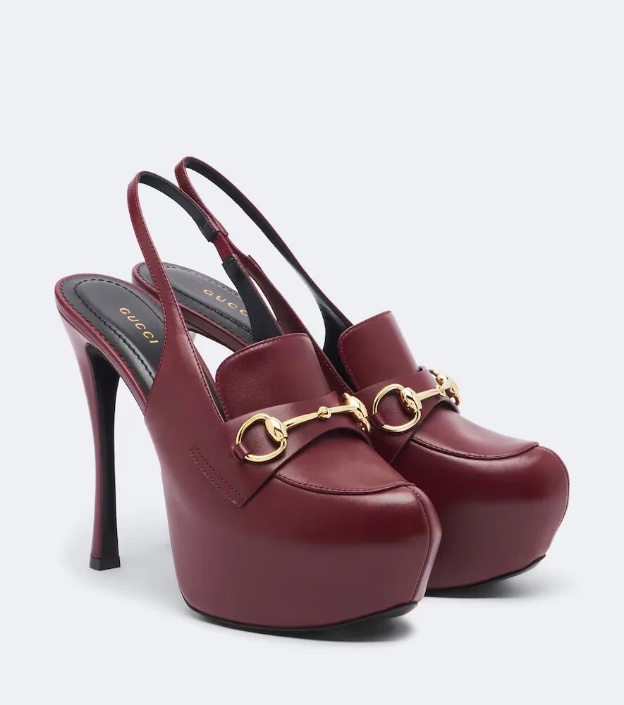 Horsebit Leather Slingback Pumps by Gucci