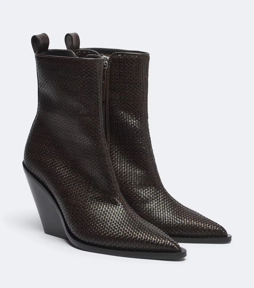 Colorado Woven Leather Ankle Boots by Souliers Martinez