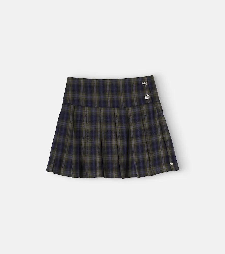 Checked Pleated Cotton-Blend Miniskirt by Tartine Et Chocolat