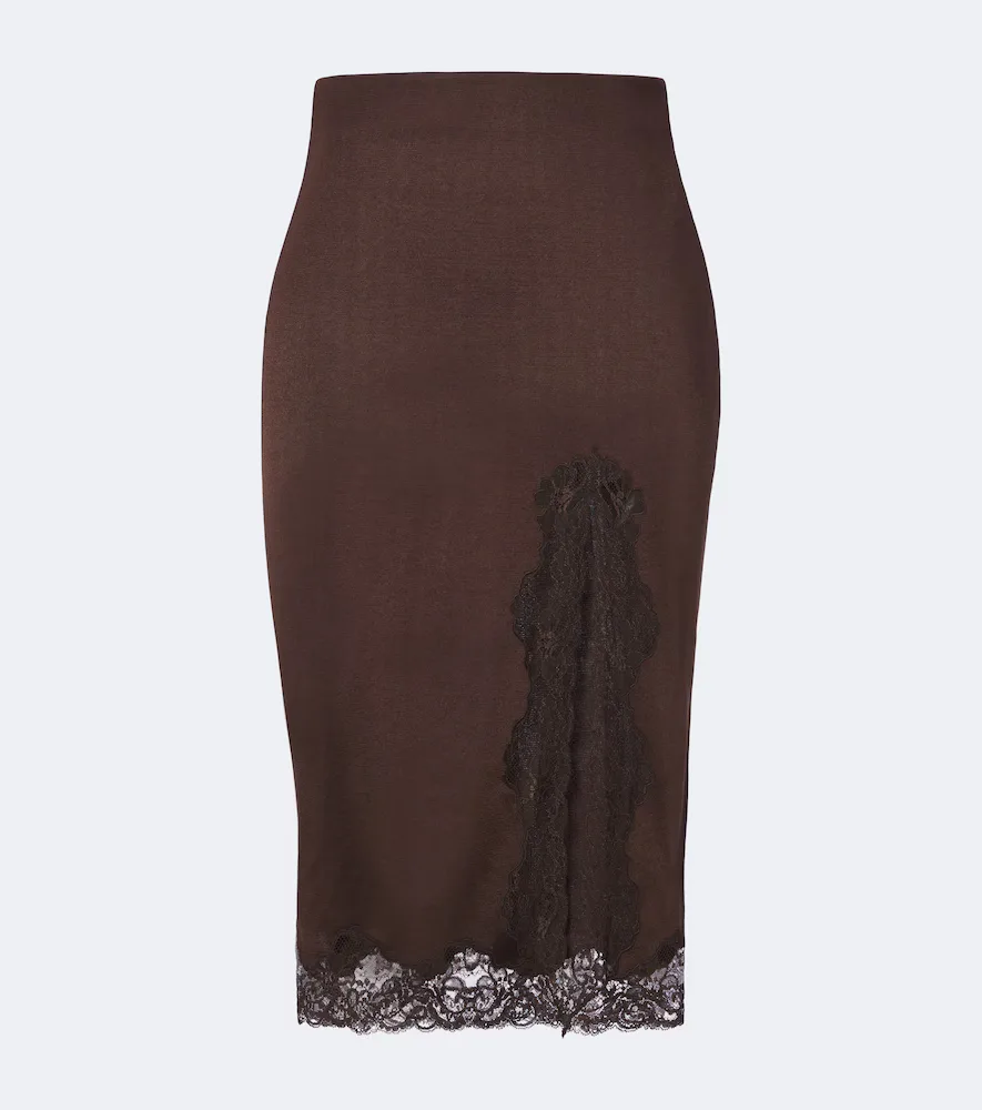Lace-Trimmed Midi Skirt by Balmain