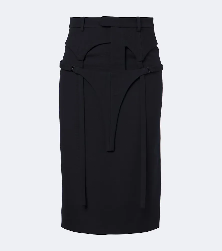 Layered Virgin Wool Pencil Skirt by Jean Paul Gaultier