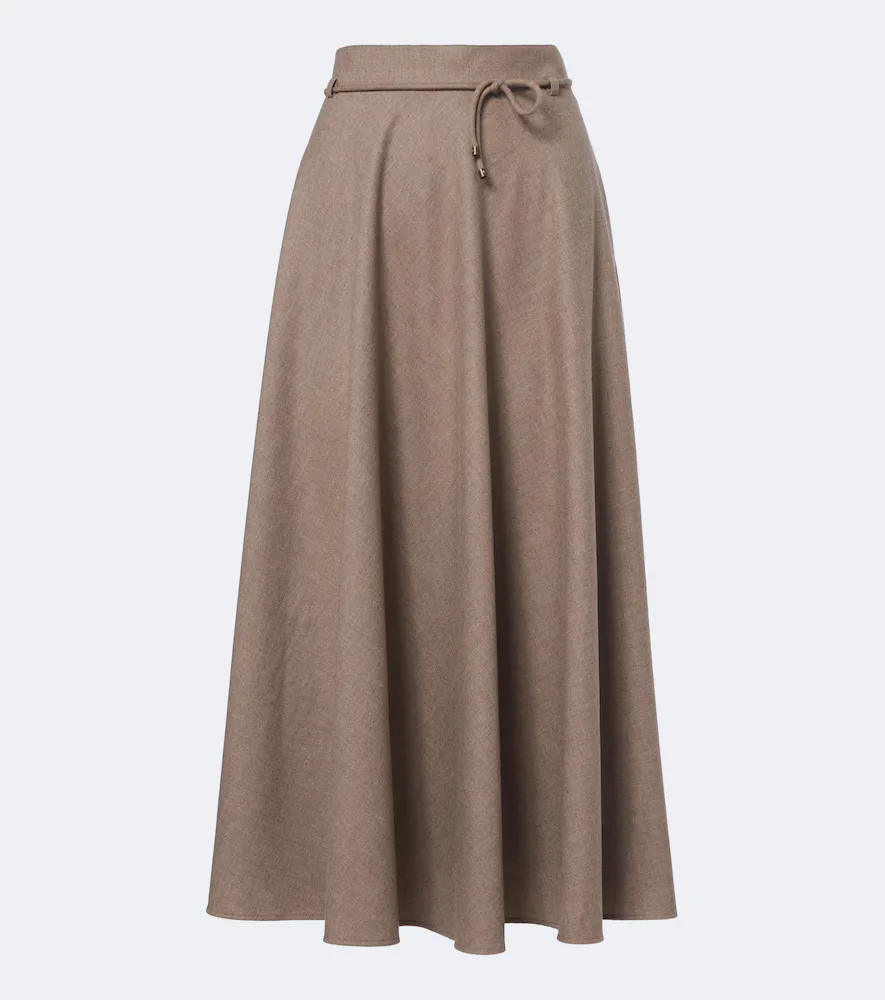 Belted Cashmere-Blend Midi Skirt by Max Mara