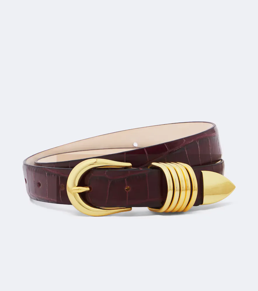 Hollyhock Croc-Effect Leather Belt by Dehanche