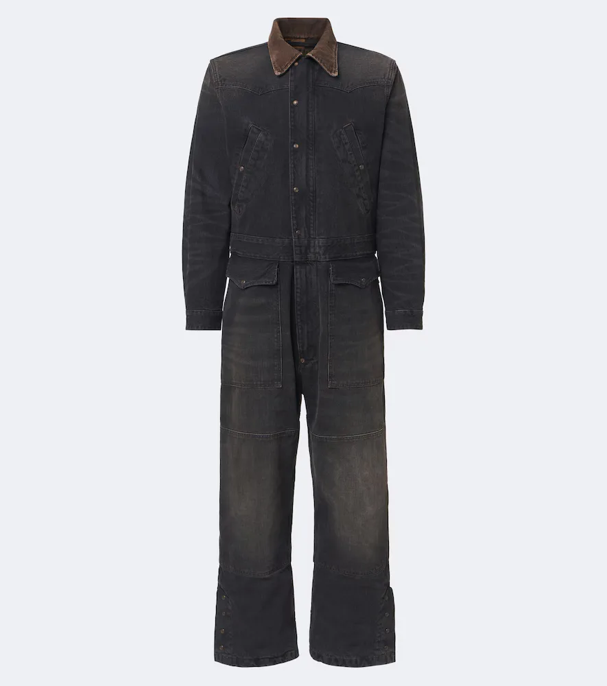 Corduroy-Trimmed Denim Jumpsuit by Rrl
