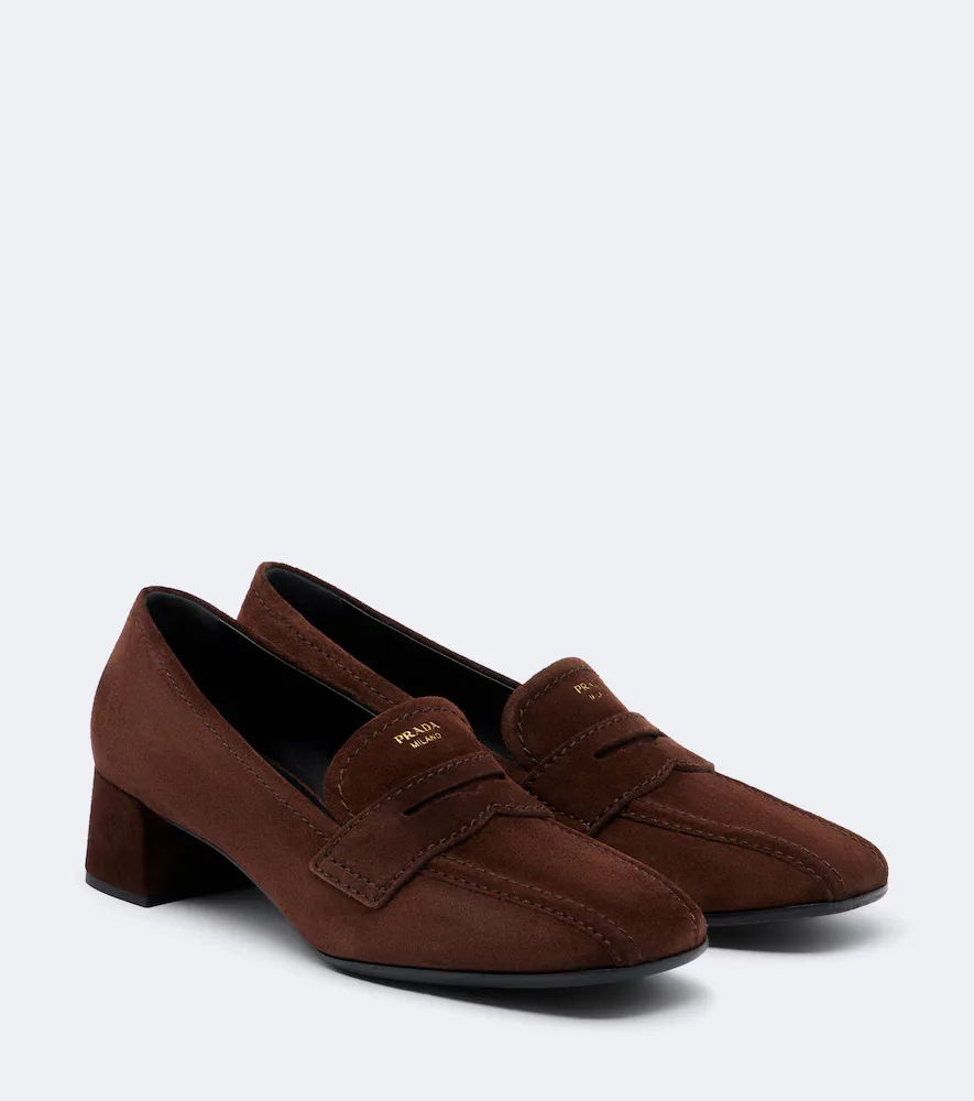 Suede Loafer Pumps by Prada