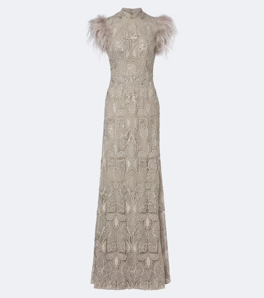 Embellished Guipure Lace Gown by Georges Hobeika