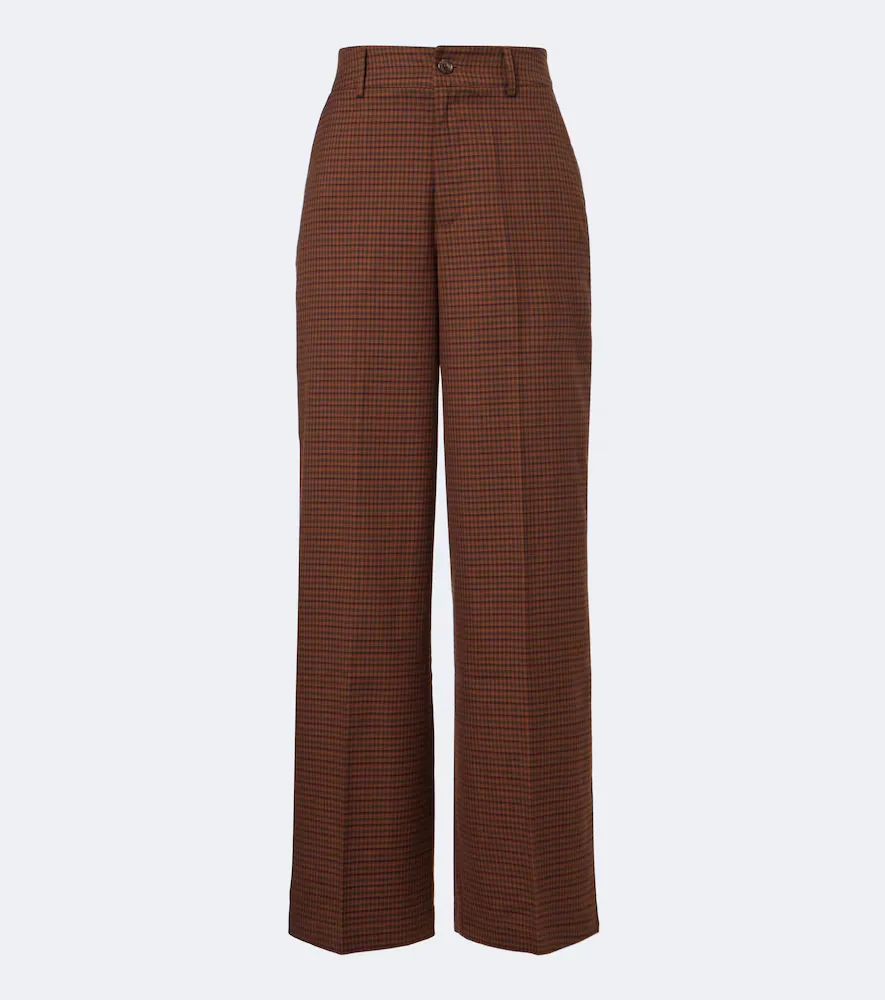 Checked Twill Wide-Leg Pants by Varley