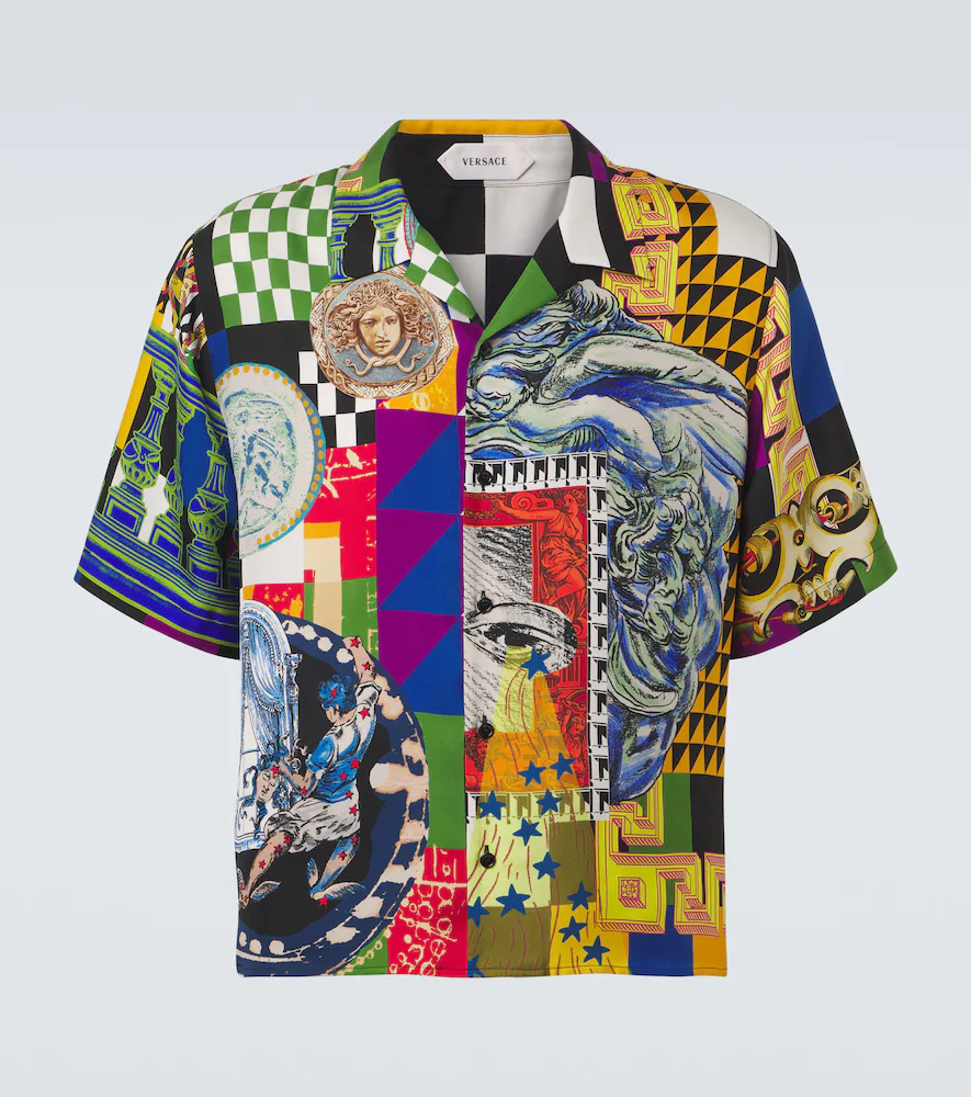 Medusa Silk Twill Bowling Shirt by Versace