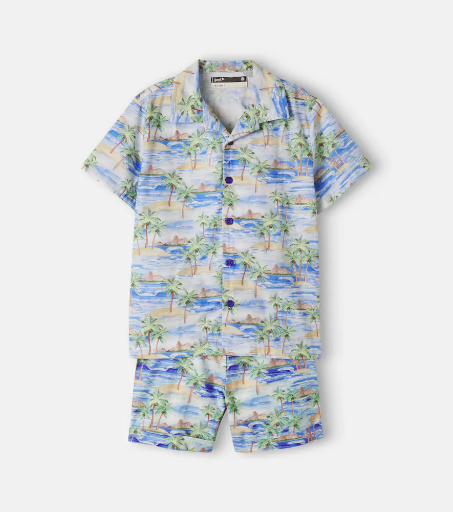 Printed Cotton Shirt and Shorts Set by Fabula