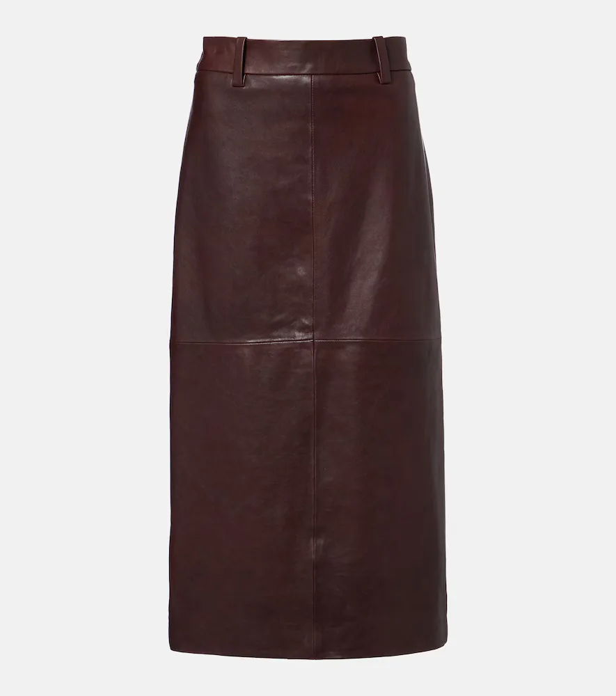 Leather Midi Skirt by Brunello Cucinelli