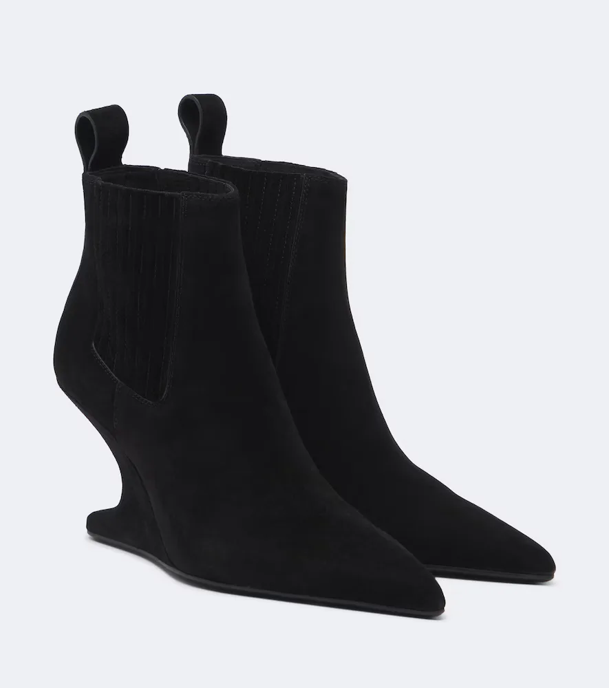 Cantilever Suede Wedge Boots