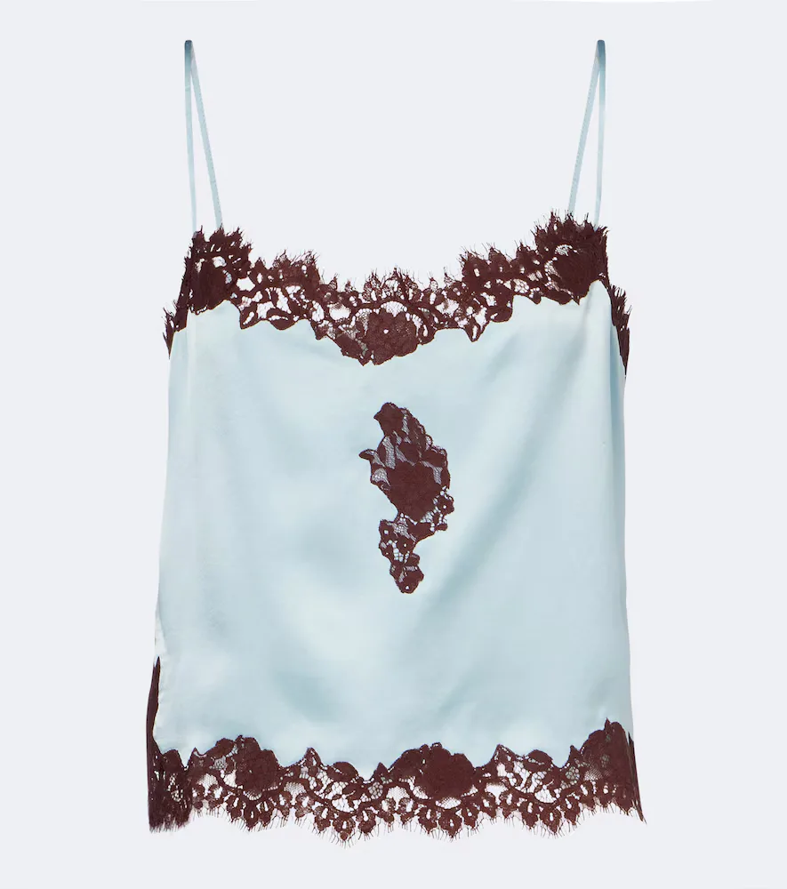 Avelaine Lace-Trimmed Silk Satin Camisole by Doen
