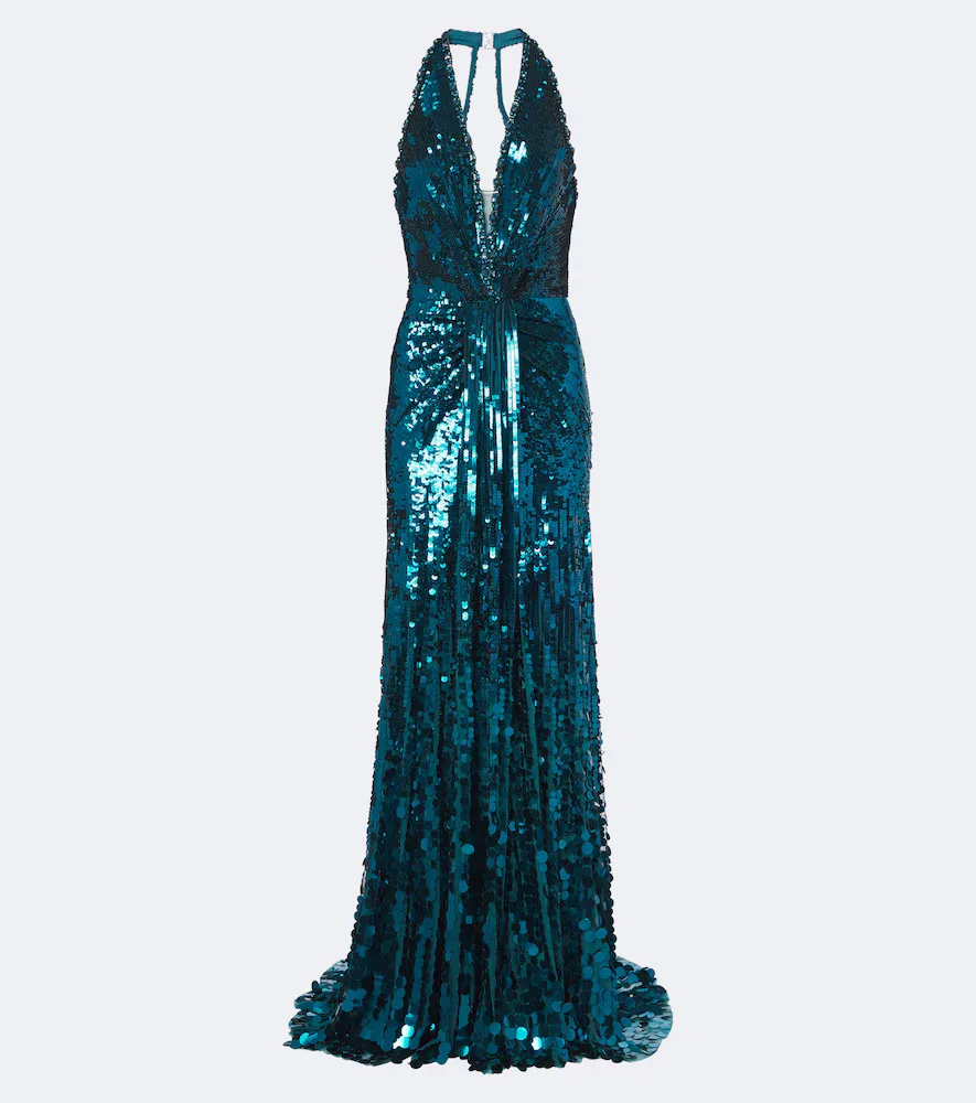 Lisette Sequined Halterneck Gown