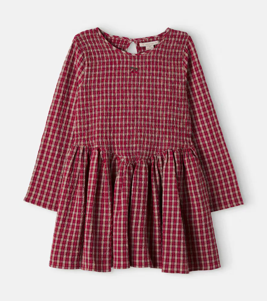 Elin Plaid Shirred Cotton Dress by Konges Slojd