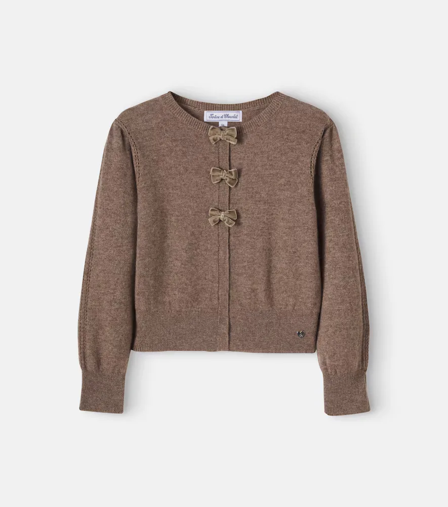Bow-Detail Wool and Cashmere Cardigan by Tartine Et Chocolat