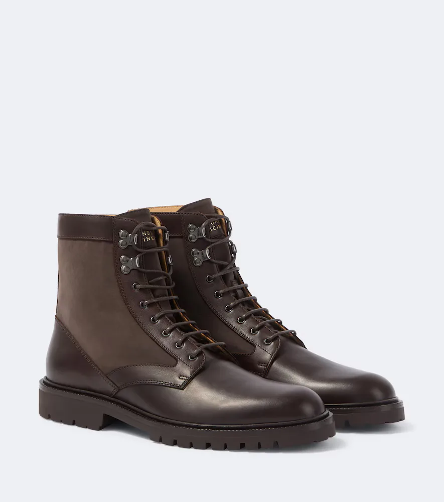 Leather Lace-Up Boots by Brunello Cucinelli