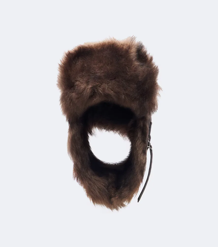 Shearling-Trimmed Cotton-Blend Aviator Hat by Lemaire