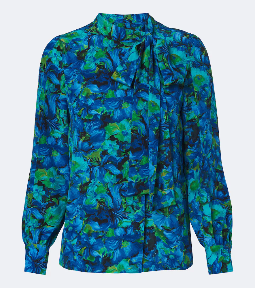 Floral Silk Georgette Blouse by Gucci