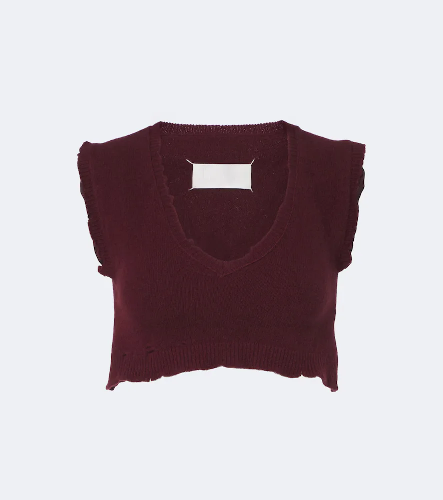 Cropped Virgin Wool Sweater Vest