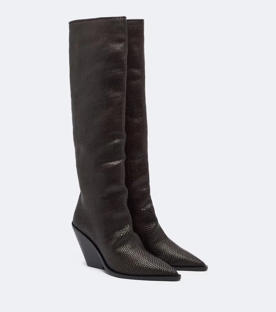 Utah Woven Leather Knee-High Boots