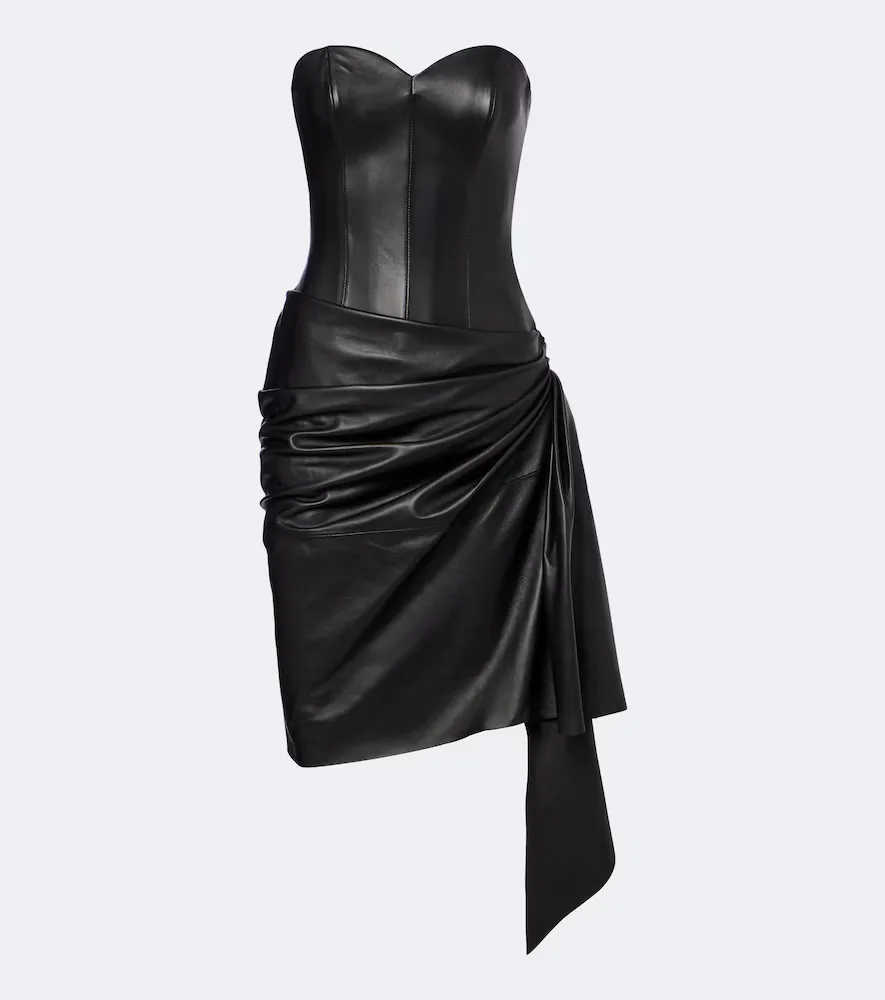 Draped Leather Corset Dress by Alex Perry