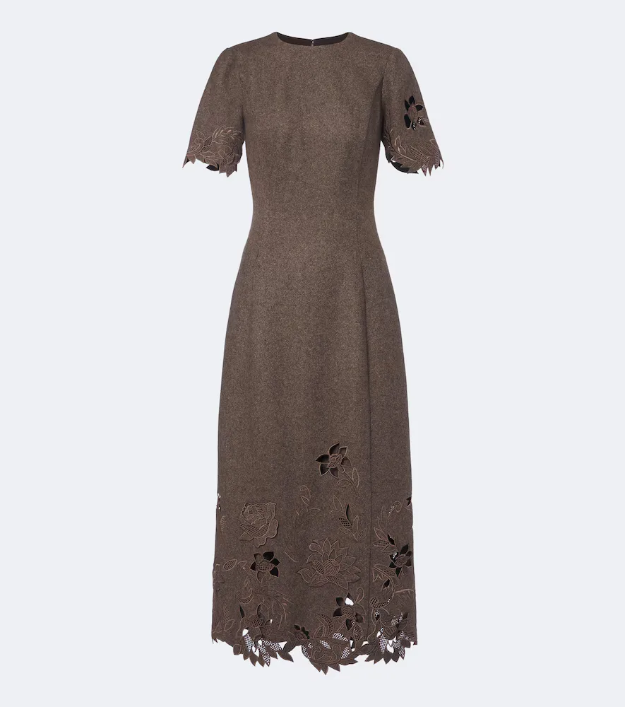 Wool, Silk, and Cashmere Midi Dress by Oscar de la Renta