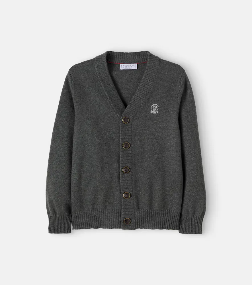 Logo Cashmere Cardigan by Brunello Cucinelli