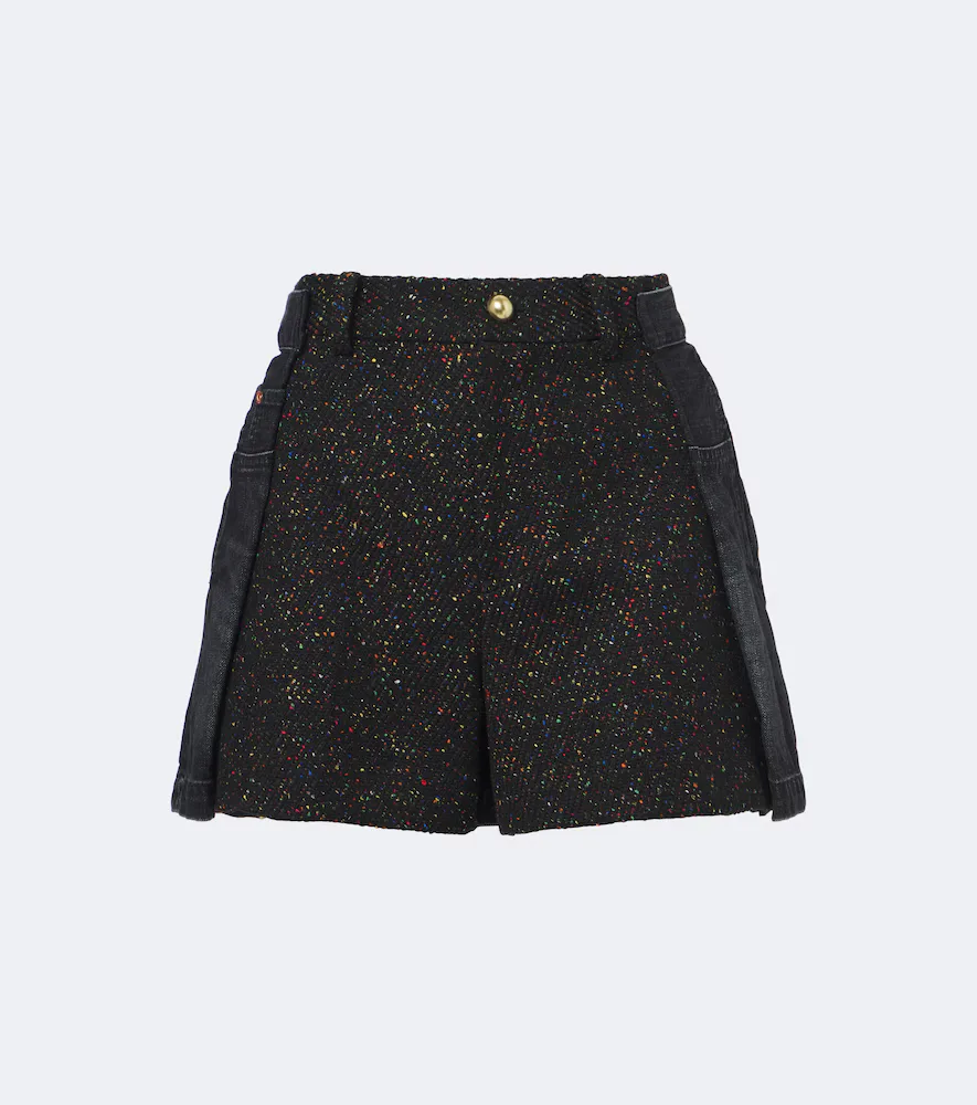 Wool, Cotton, Silk, and Denim Shorts by Sacai
