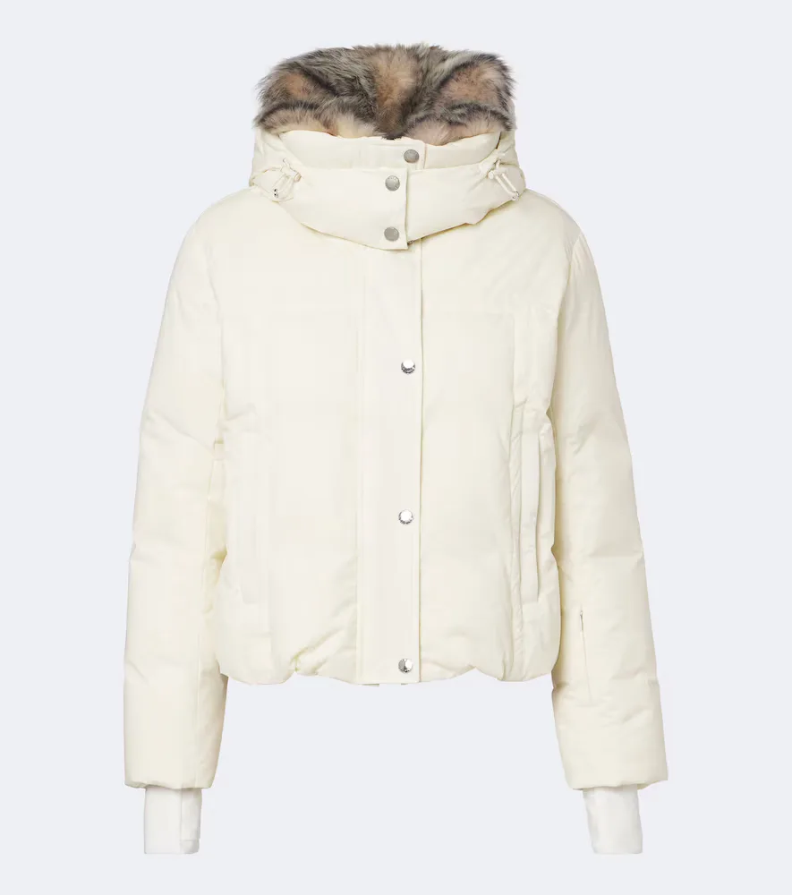 Shearling-Trimmed Hooded Down Ski Jacket