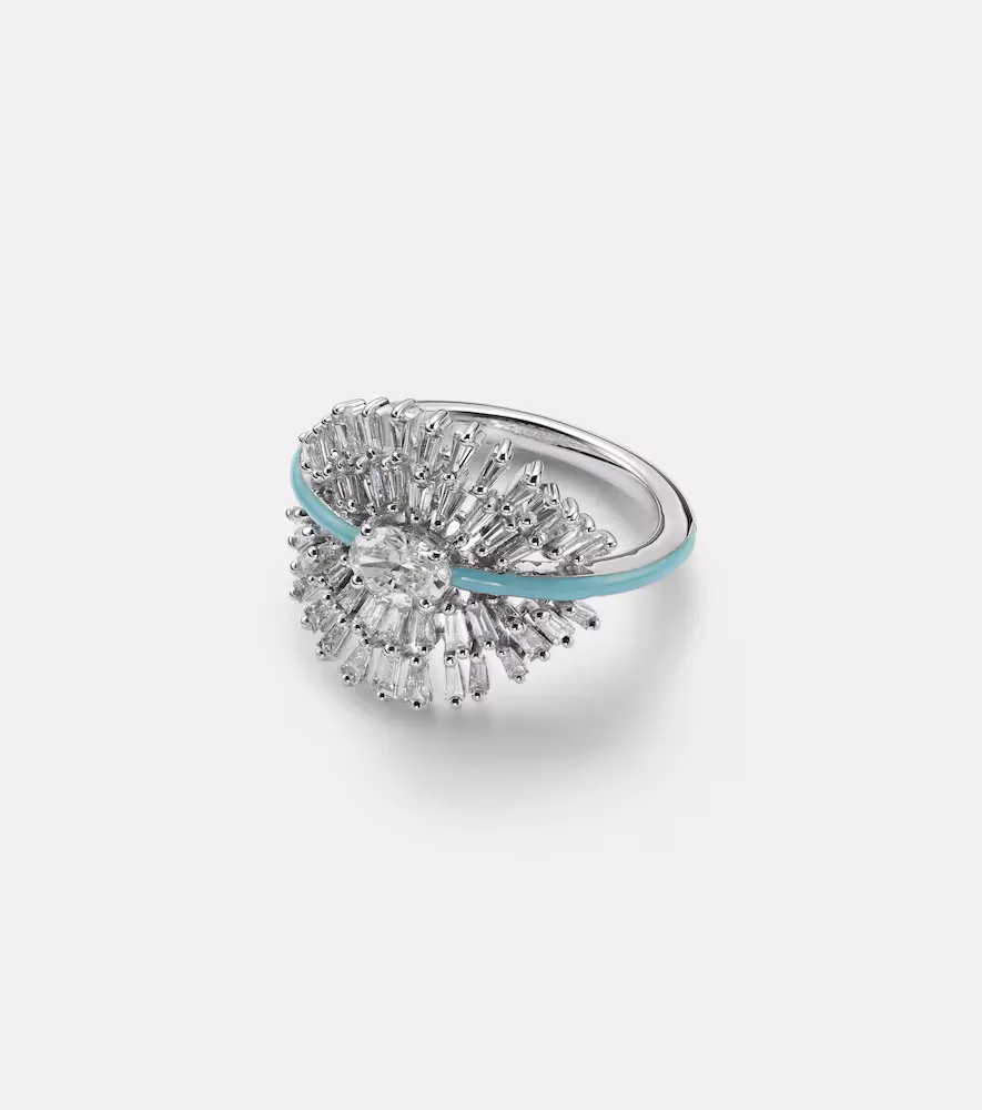 18kt White Gold Pinky Ring with Diamonds by Kamyen