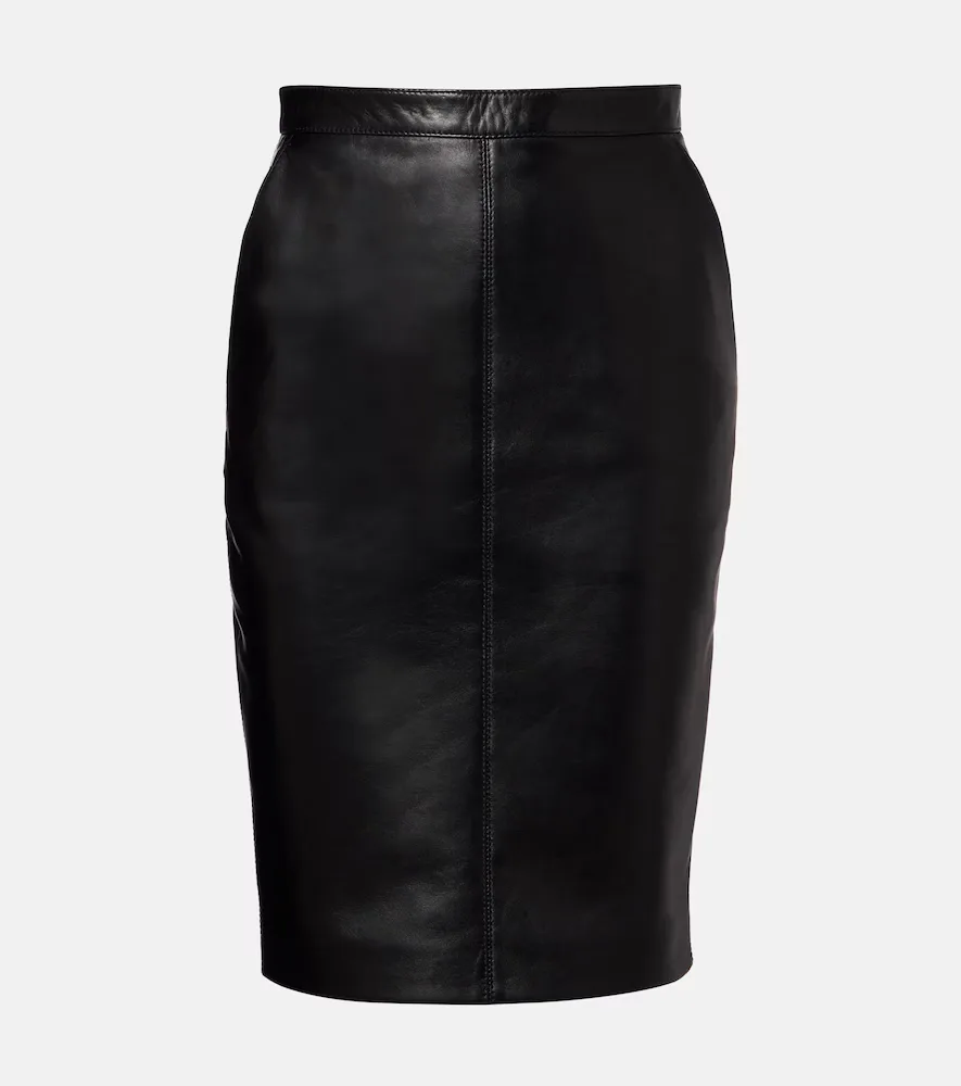 High-Rise Leather Miniskirt by Saint Laurent