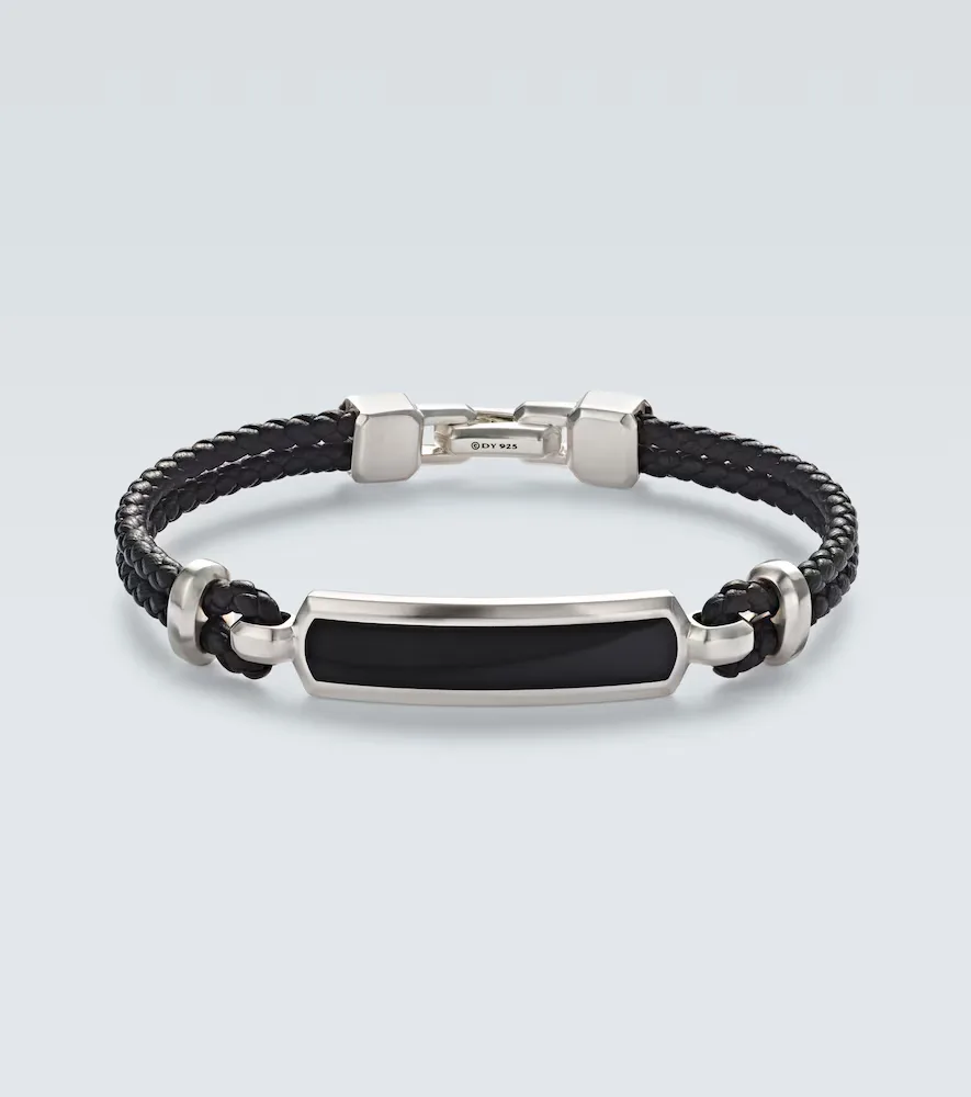 Streamline Sterling Silver and Leather Bracelet with Onyx by David Yurman