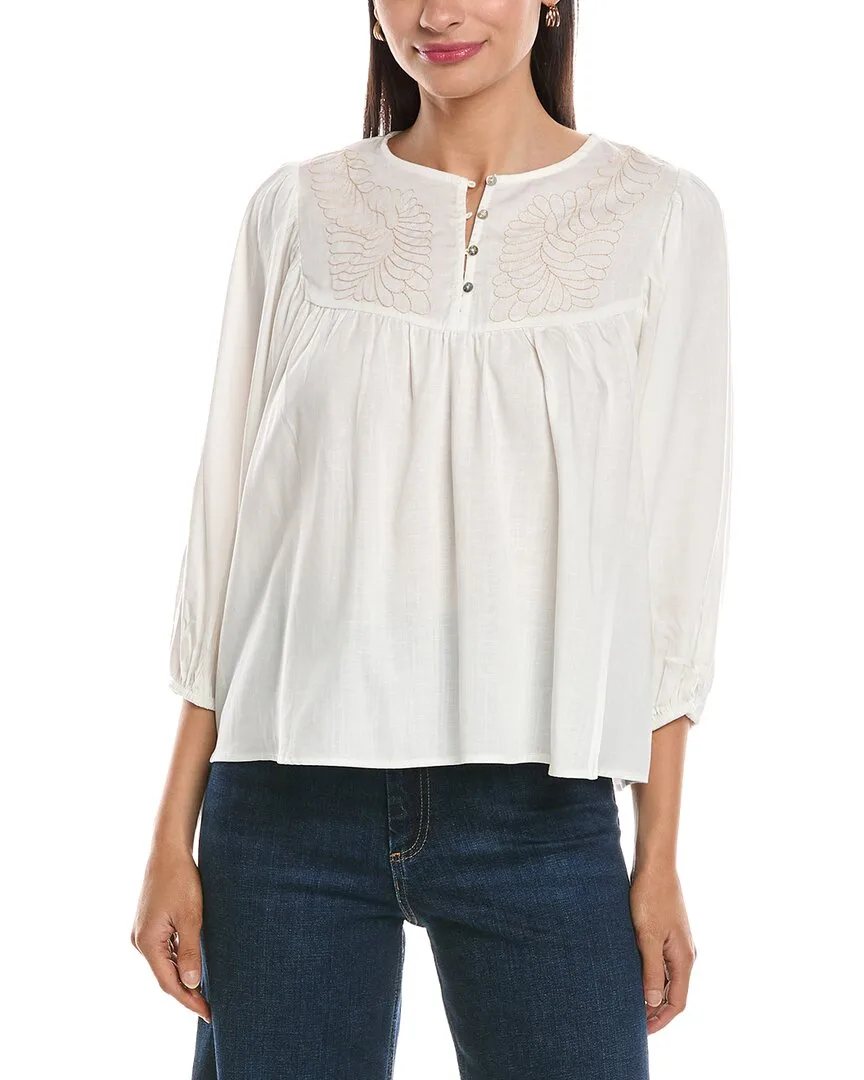 Nanette Lepore Balloon Sleeve Linen-Blend Blouse