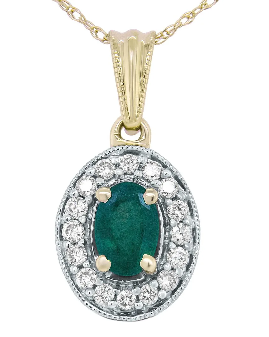 Colorful Gemstones 14K 0.72 ct. tw. Diamond & Emerald Pendant Necklace by Haus of Brilliance
