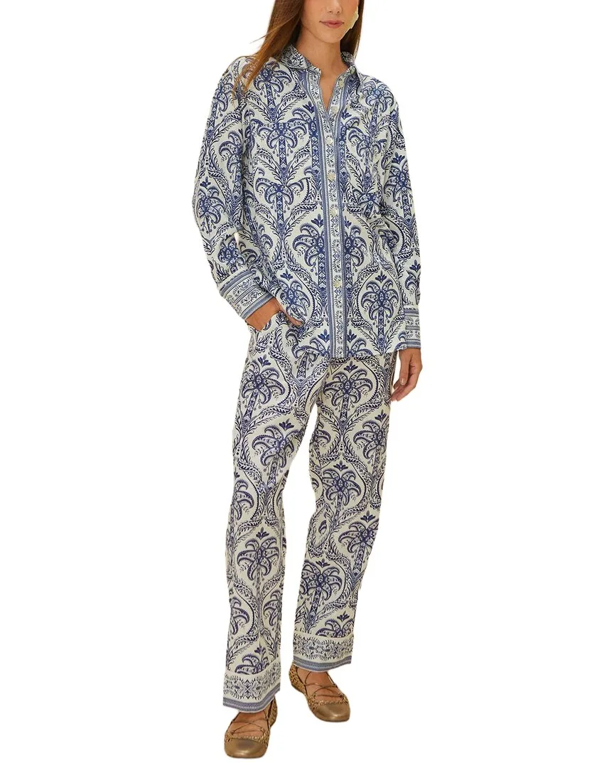 Linen-Blend Tropical Cameo Pajama Pant by FARM Rio