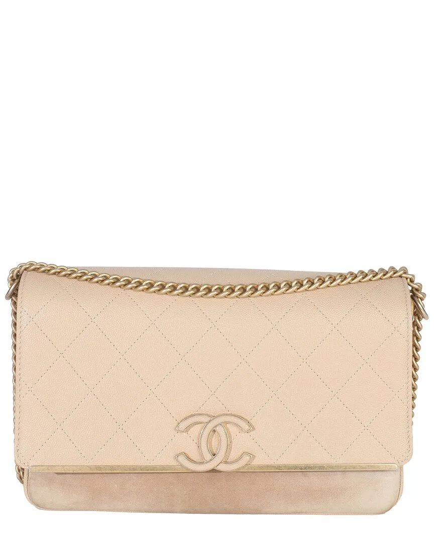 Beige, Neutral Quilted Caviar Leather & Suede Lady Coco Chain Flap Handbag (authentic Pre-Loved) by CHANEL