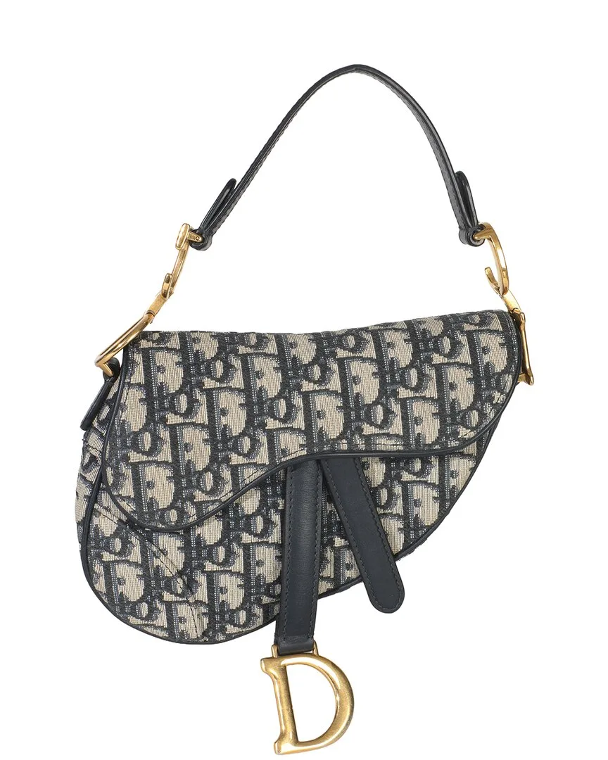 Blue Oblique Canvas Mini Saddle Bag (authentic Pre-Loved) by Dior