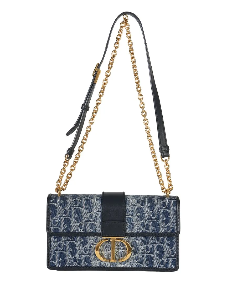 Blue Denim Oblique 30 Montaigne East West Chain Bag (authentic Pre-Loved) by Dior