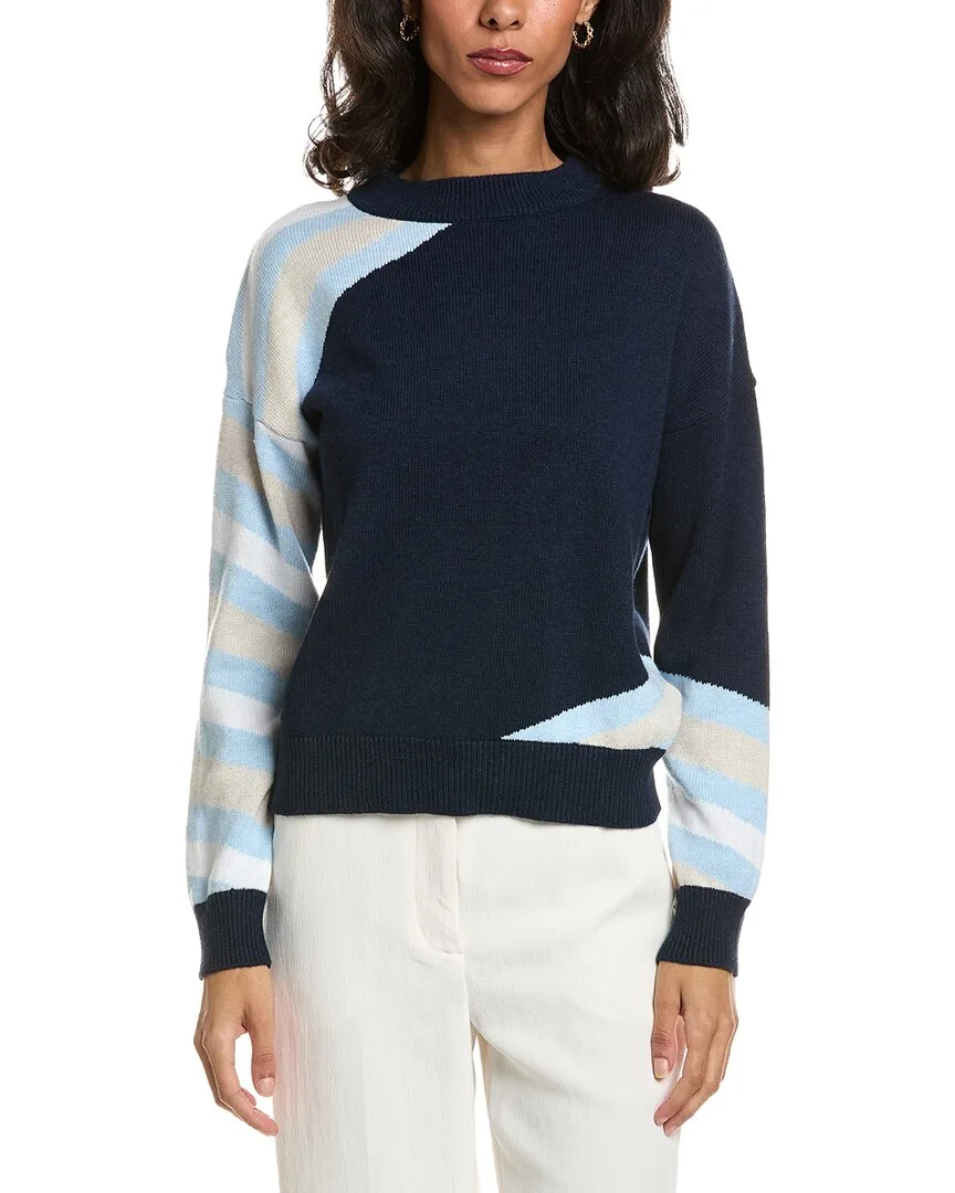Intarsia Stripe Crewneck Sweater by Forte