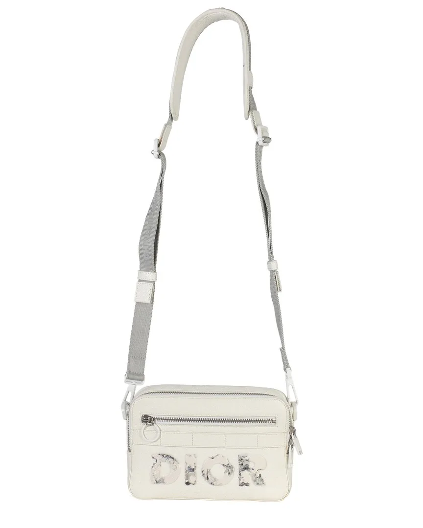 White Leather x Daniel Arsham Grained Safari Messenger (authentic Pre-Loved) by Dior
