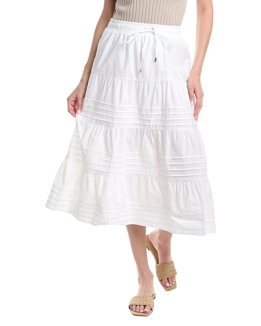 Tiered Poplin Pleated Skirt