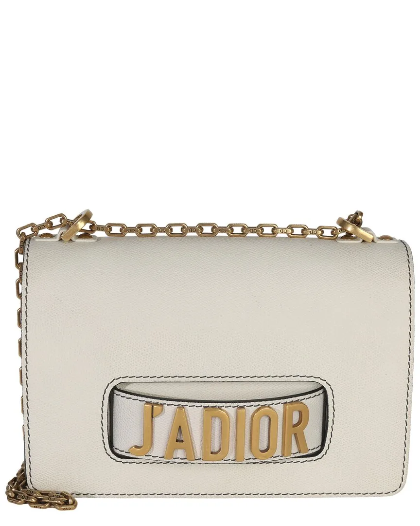 Neutral White Leather Grained Jadior Chain Flap Bag (authentic Pre-Loved) by Dior