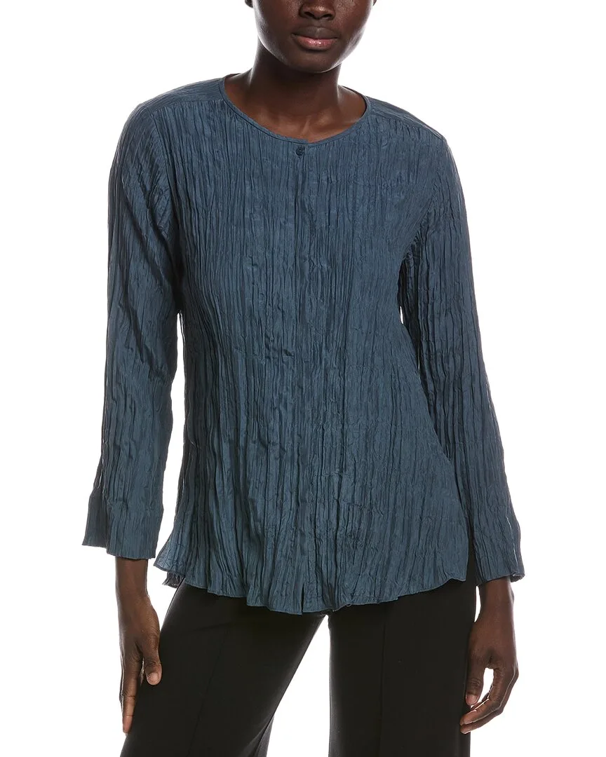 Round Neck Silk Shirt by Eileen Fisher